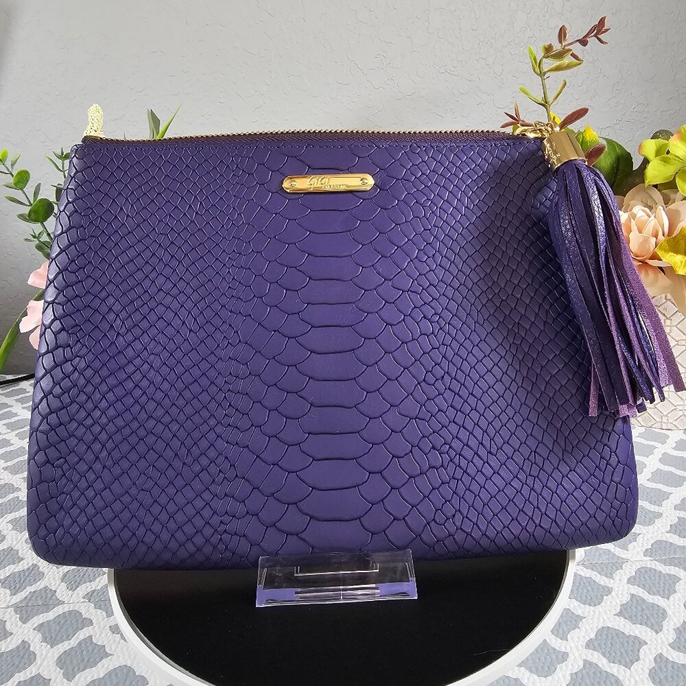 Gigi New York Python Embossed Clutch Bag - image 1